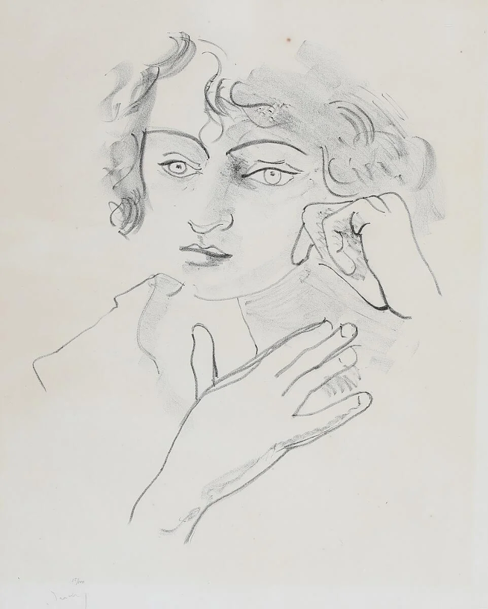 André Derain: Composition with a woman, 1927. Signed Derain, 15/100. Lithograph. Visible size 43×35 cm. — Modern Prints/Classical modernism — Bruun Rasmussen