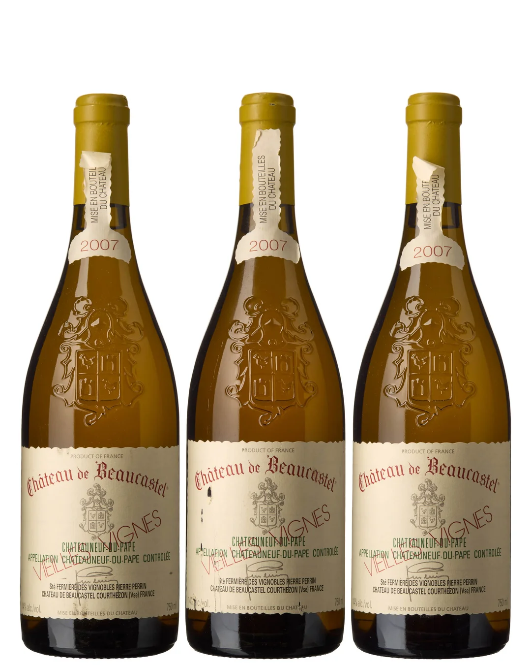 3 x Chateauneuf-du-Pape Blanc Vieilles Vignes 2007, Chateau de Beaucastel — 3 x Chateauneuf-du-Pape Blanc Vieilles Vignes 2007, Chateau de Beaucastel — Vin/Vin — Blomqvist