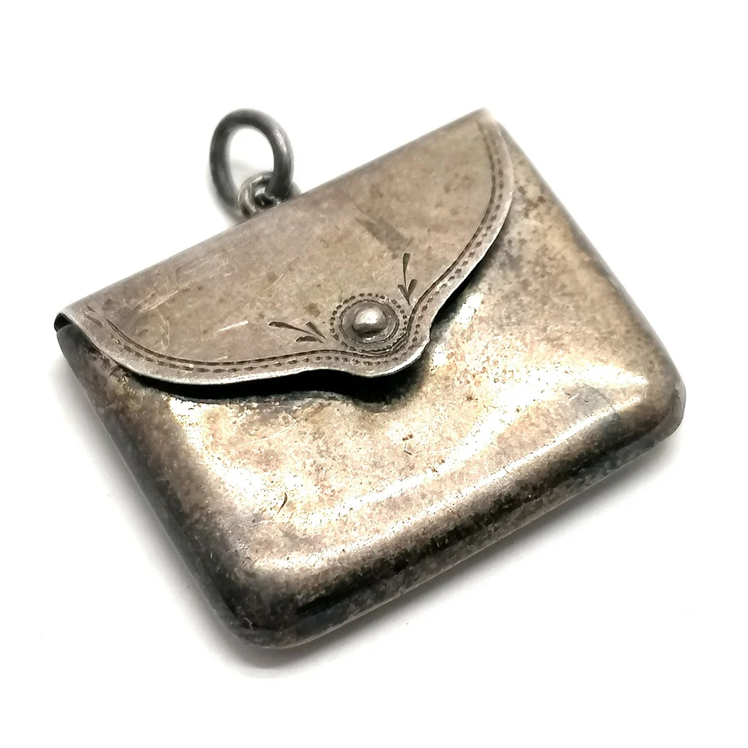 SILVER STAMPS ENVELOPE PENDANT. — Brooches & Pendants — Acreman St Auctioneers & Valuers