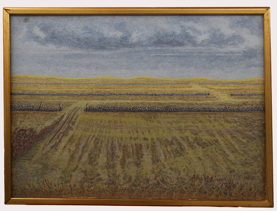 ÅKE OLIVER. Akryl på duk, motiv från "Morup" , signerad, daterad 1980. — Paintings — Limhamns Auktionsbyrå