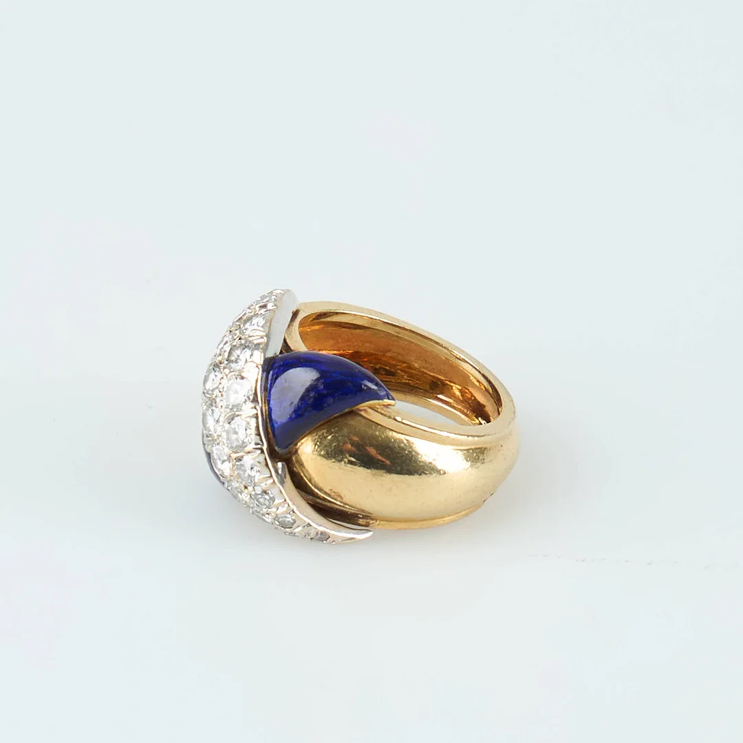RING, 18K guld, diamanter och emalj, Ø 14,25. — Rings — Stockholms Auktionsverk Helsinki