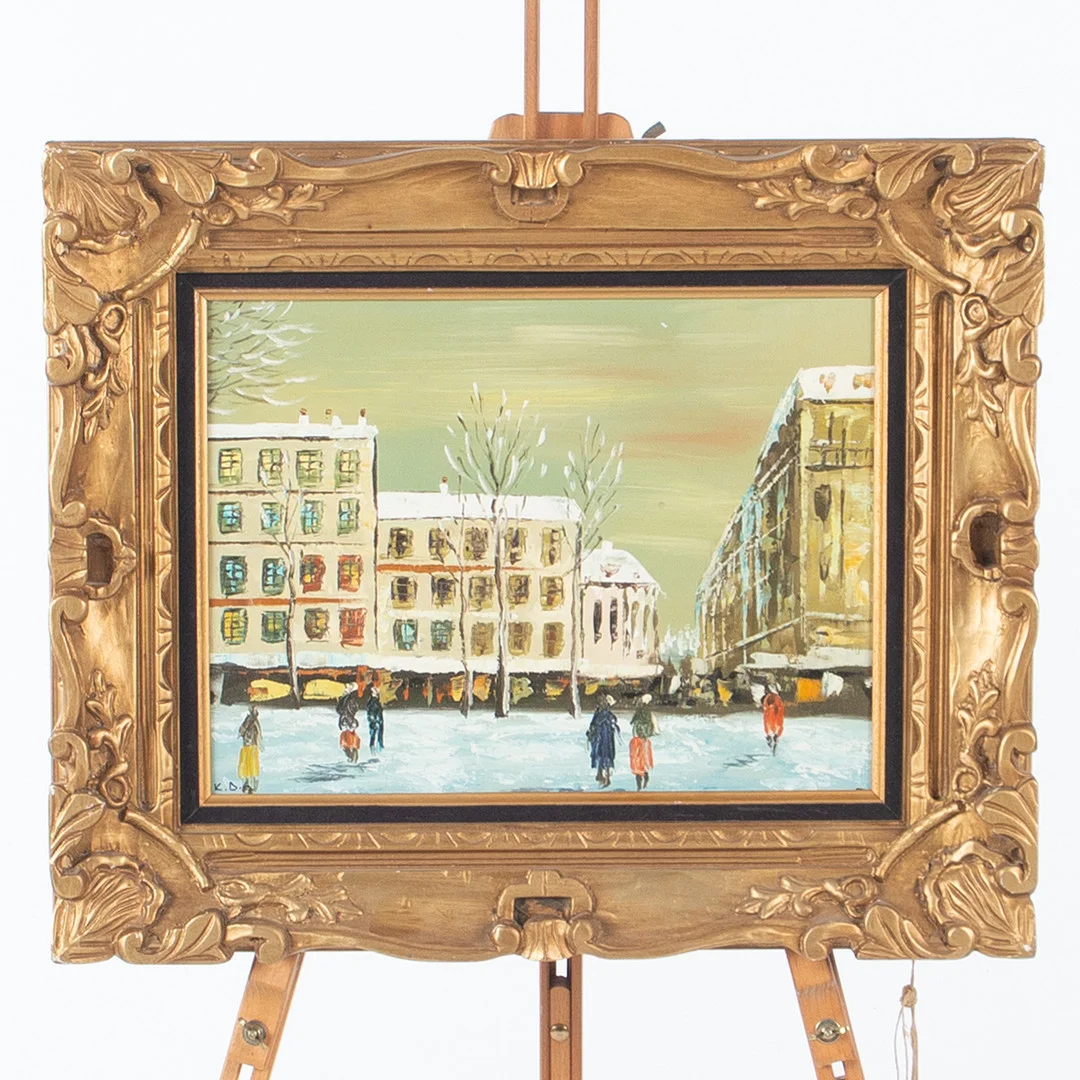 OIDENTIFIERAD KONSTNÄR. Olja på duk, stadsmotiv. — Paintings — Laholms Auktionskammare