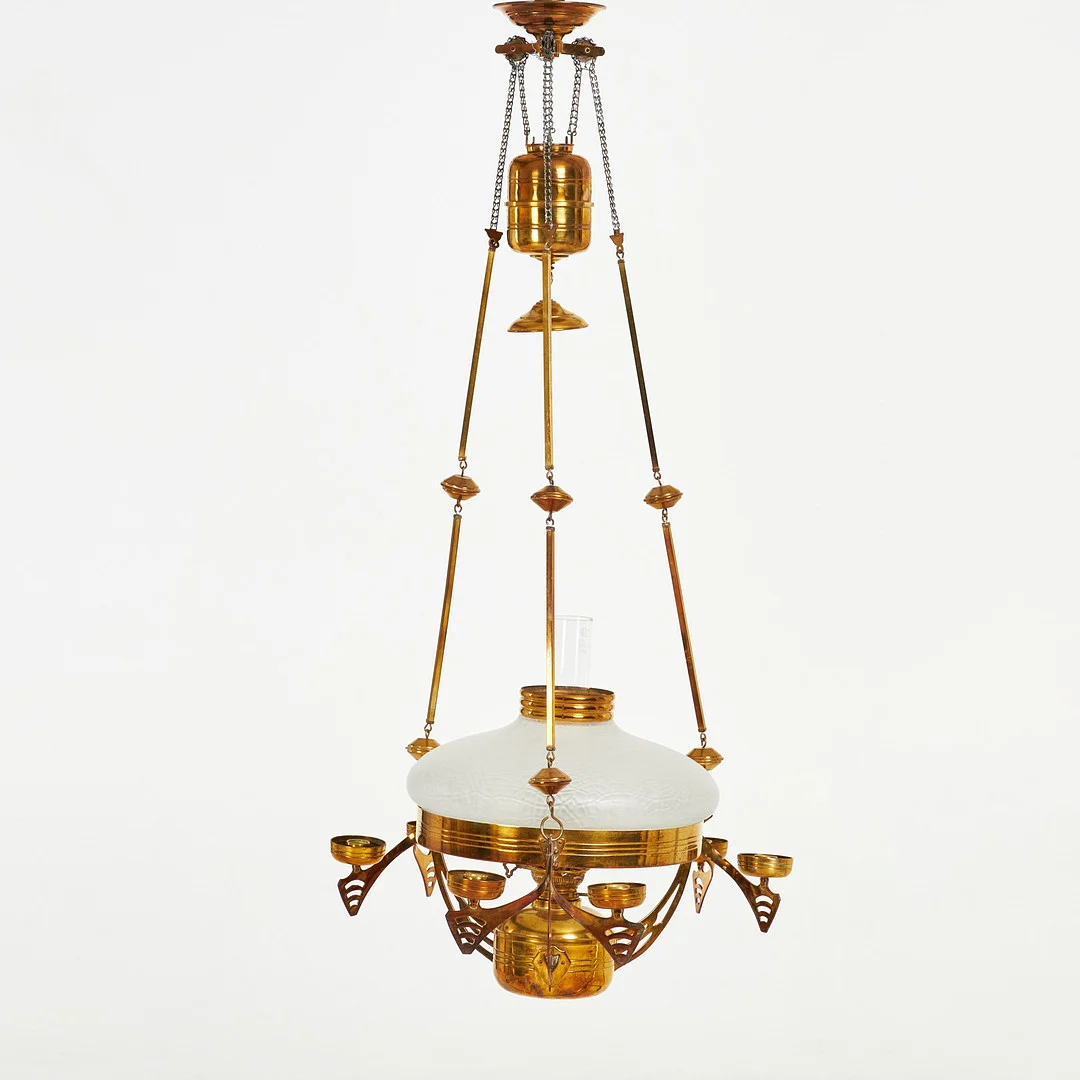 FOTOGENTAKLAMPA. Mässing, kupa i frostat glas, 1900-tal. — Ceiling lights — Stockholms Auktionsverk Sickla