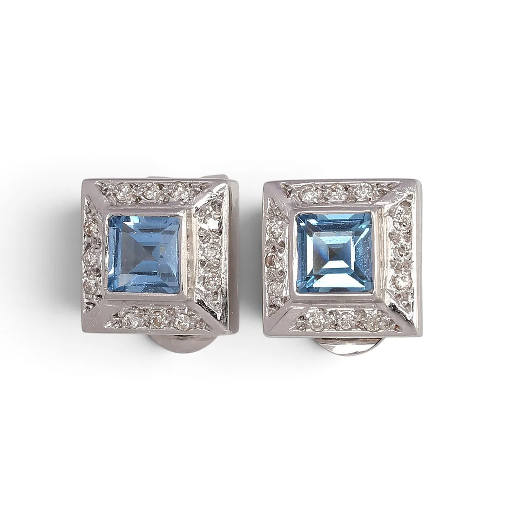 Synthetic spinel and diamonds earrings. — Earrings — Balclis
