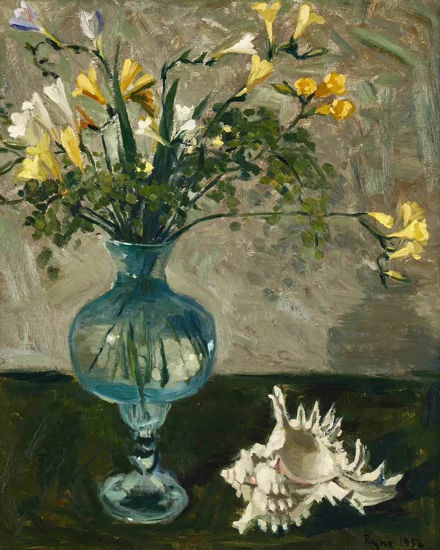 RYNO FRIEBERG. Blomsterprakt i gult och vitt. — Paintings — Stockholms Auktionsverk Magasin 5