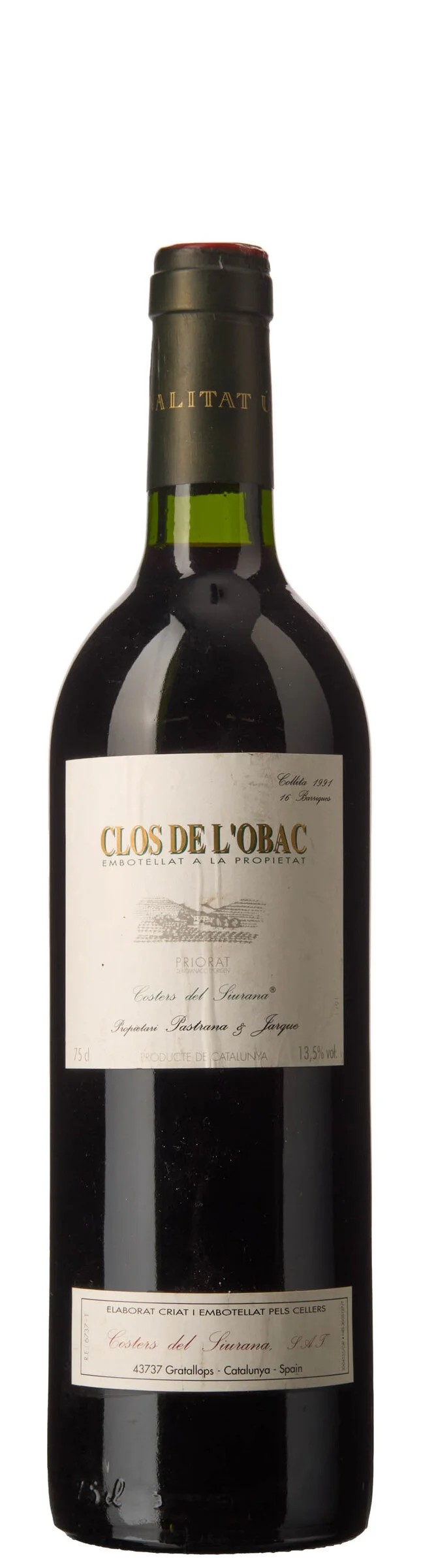 1 x Priorat Clos de l'Obac 1991, Costers del Siurana — 1 x Priorat Clos de l'Obac 1991, Costers del Siurana — Vin/Vin — Blomqvist