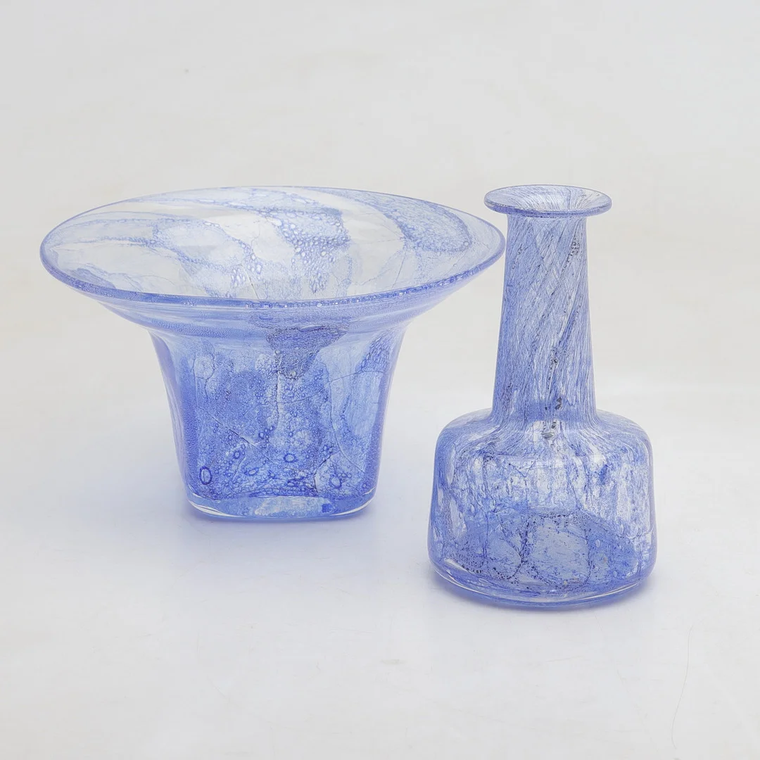HANS-CHRISTIAN WAGNER. vas & skål, glas, Björkshults Glasbruk, Sverige, 1900-talets andra hälft. — Utility glass — Gomér & Andersson Norrköping