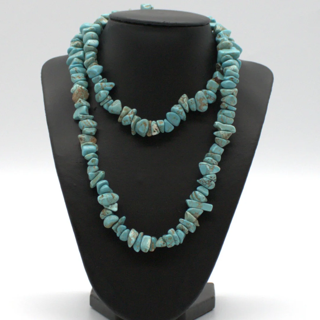 VINTAGE EDELSTEIN SPLITTERKETTE AUS TÜRKIS. — Necklace — Kunst- und Auktionshaus Kleinhenz