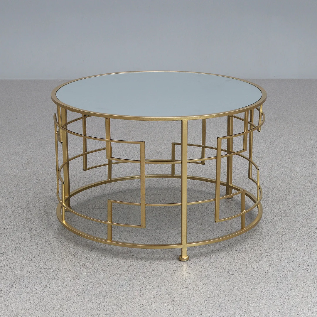 SOFFBORD. Bronserat smide med spegelskiva. Art Deco-stil, samtida tillverkning. — Tables — Skånes Auktionsverk