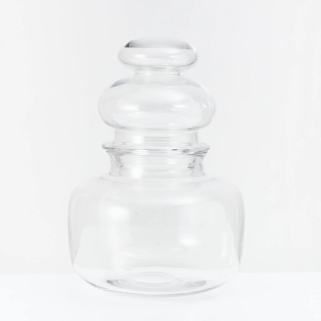 INGEBORG LUNDIN. Kärl med lock, glas, signerad, Orrefors Expo, D-319 67. — Utility glass — Stockholms Auktionsverk Magasin 5