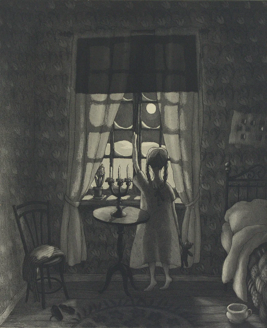 CHRISTINA RINGSBERG. Etsning 37/100, "Vinternatt", signerad 1970. — Engravings & Prints — Höganäs Auktionsverk