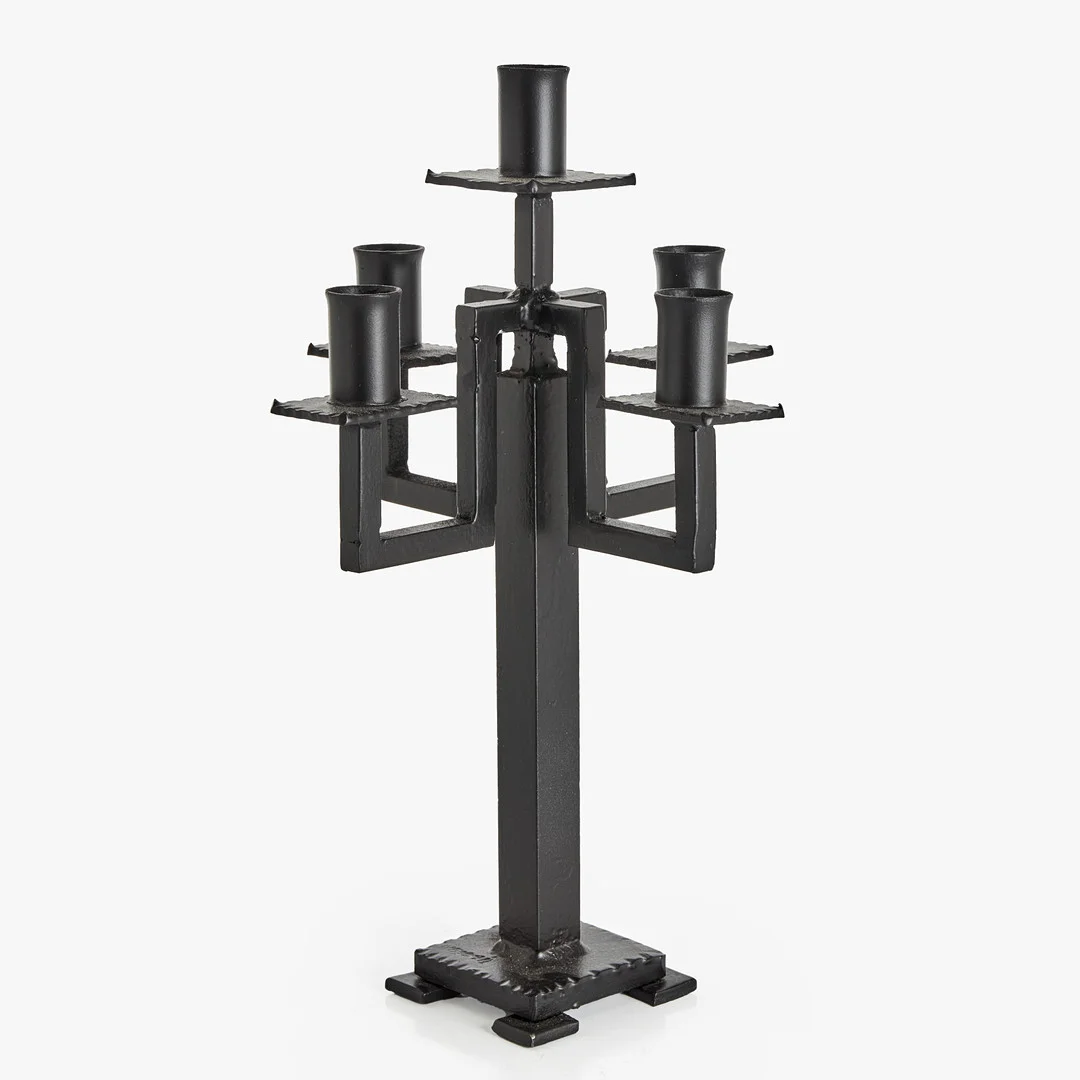 LJUSSTAKE, smidesjärn, för 5 ljus, märkt/signerad. — Other lighting — Crafoord Auktioner Stockholm