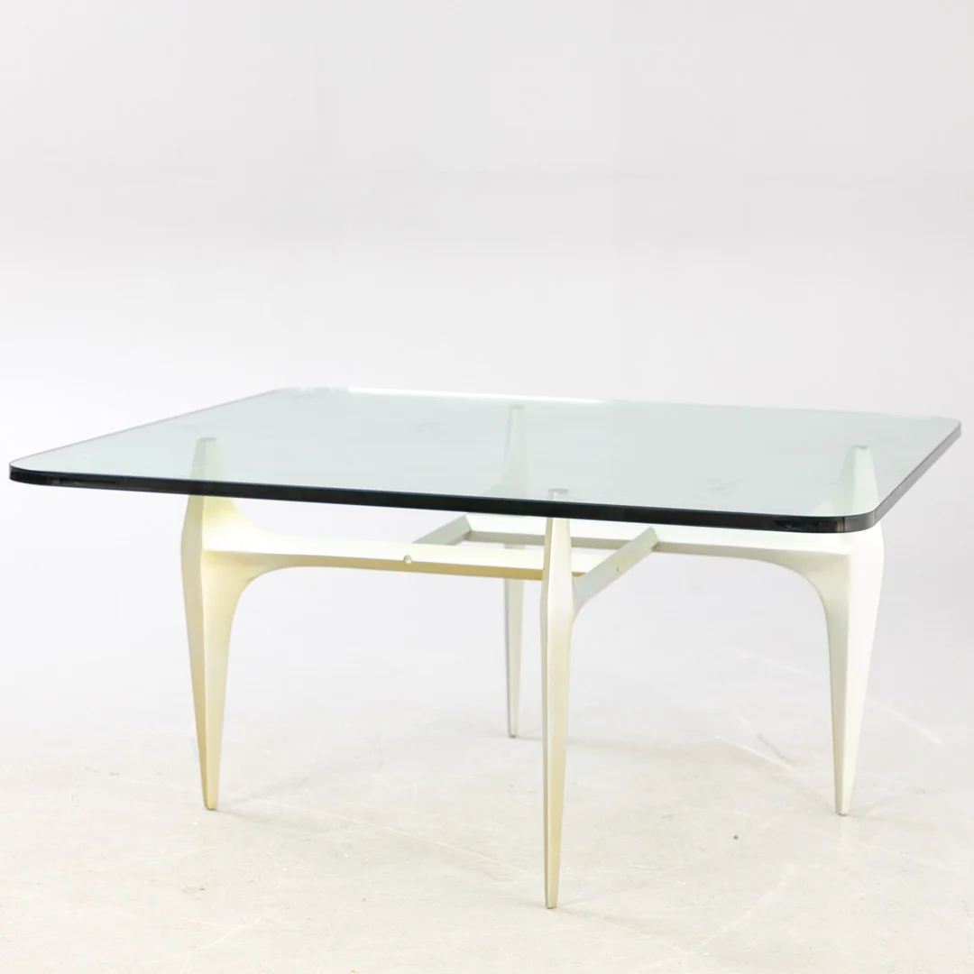 KNUT HESTERBERG. Ronald Schmitt, Couchtisch, Aluminium, Glas, 1960er Jahre, Deutschland. — Coffee Tables — Stockholms Auktionsverk Hamburg