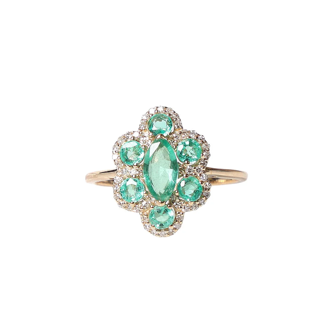 CERTIFICATED ZAMBIAN EMERARLD AND DIAMOND CLUSTER RING. — Rings — Bishop & Miller
