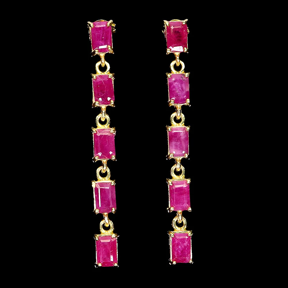 RUBY SET SILVER GILT EARRINGS. — Earrings — Chalkwell Auctions
