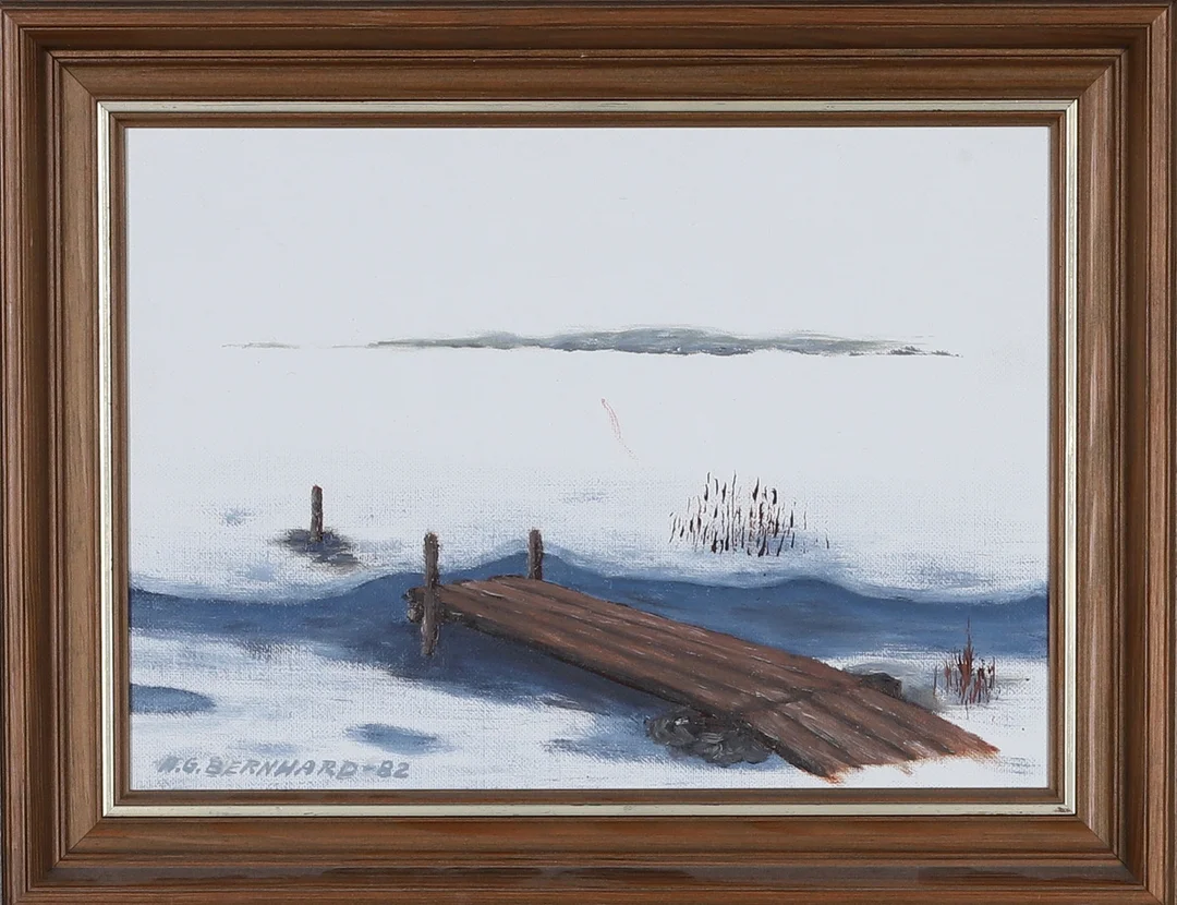 OIDENTIFIERAD KONSTNÄR, Olja på pannå, signerad A.G Bernhard, daterad -82. — Paintings — Gomér & Andersson Norrköping
