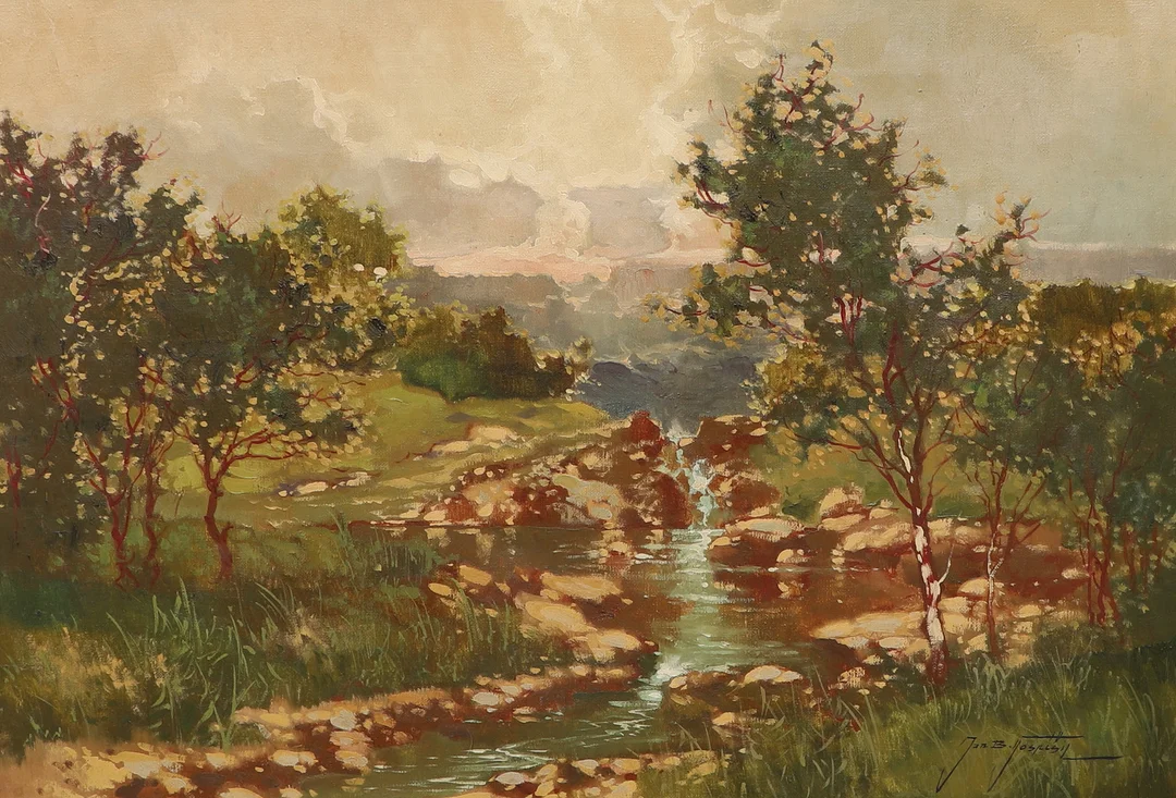 JAN BOHUMIL POSPÍŠIL. Olja på duk, landskap, signerad. — Paintings — Ekenbergs Auktioner