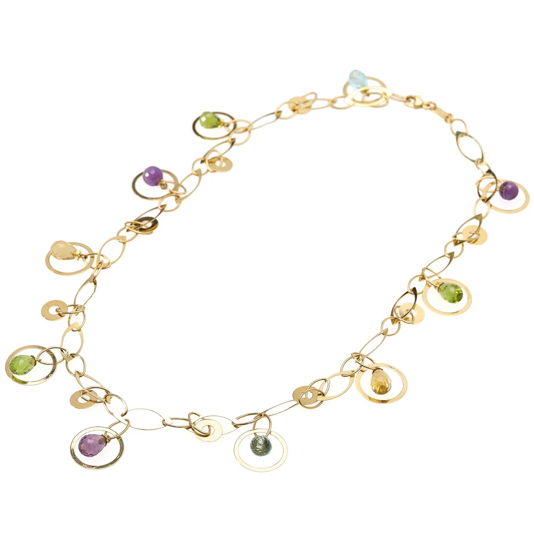 COLLIER, 18 k guld, briolettslipad peridot, topas, ametist, samt citrin, Le-Gi, Italien. — Necklace — Auktionsmagasinet Vänersborg