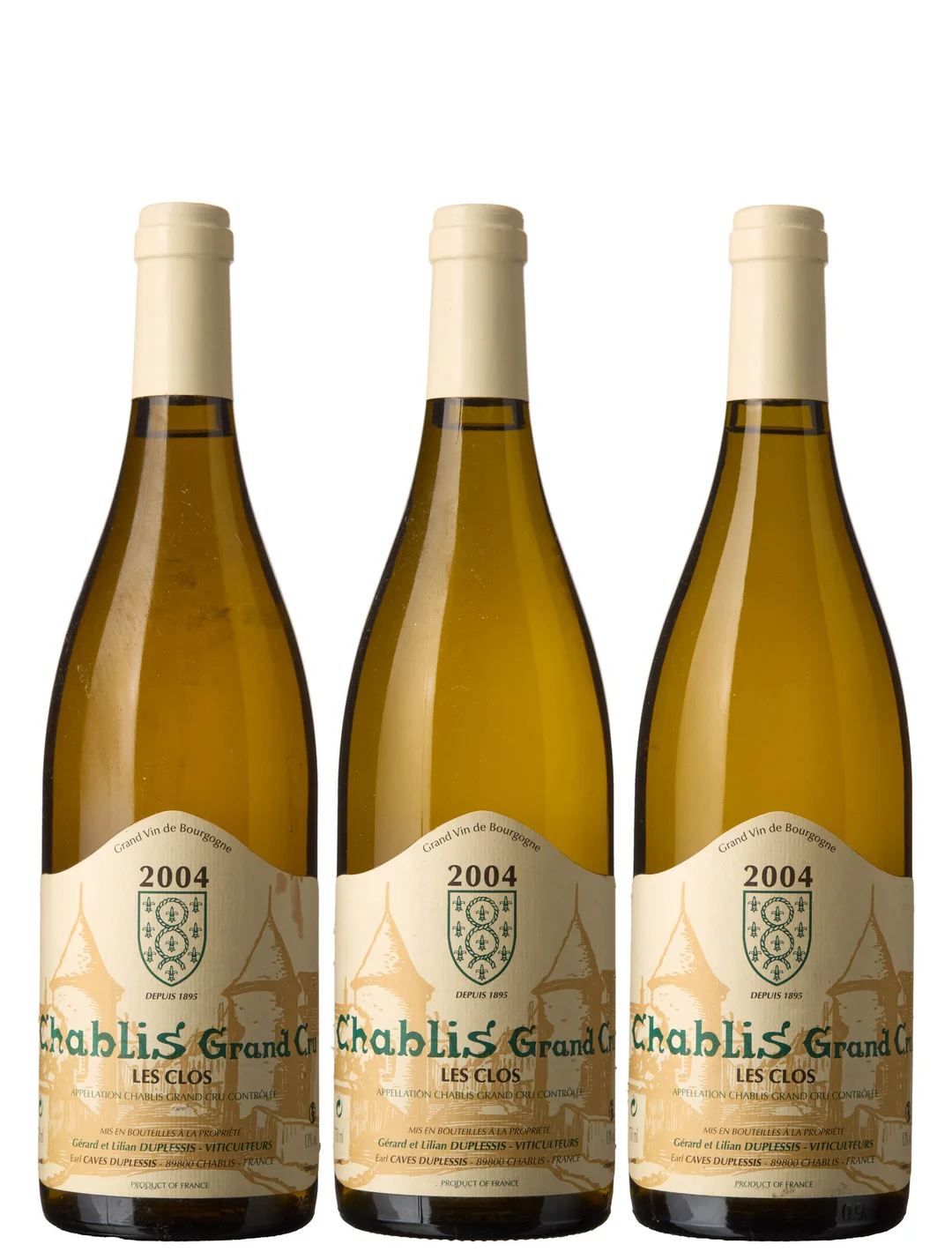 3 x Chablis Grand Cru Les Clos 2004, Gerard et Lilian Duplessis — 3 x Chablis Grand Cru Les Clos 2004, Gerard et Lilian Duplessis — Vin/Vin — Blomqvist