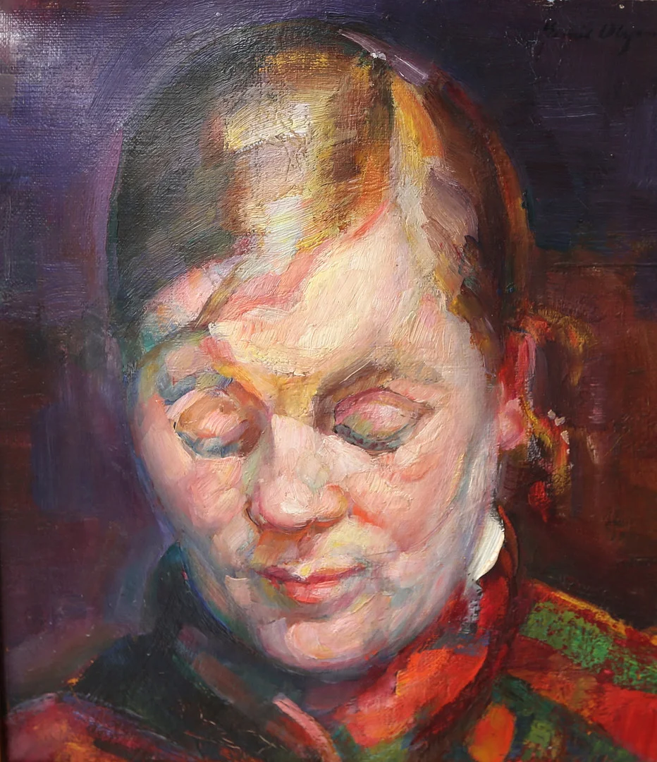 EMIL OLSSON. olja på duk, porträtt med flicka, osignerad. — Paintings — Gomér & Andersson Linköping