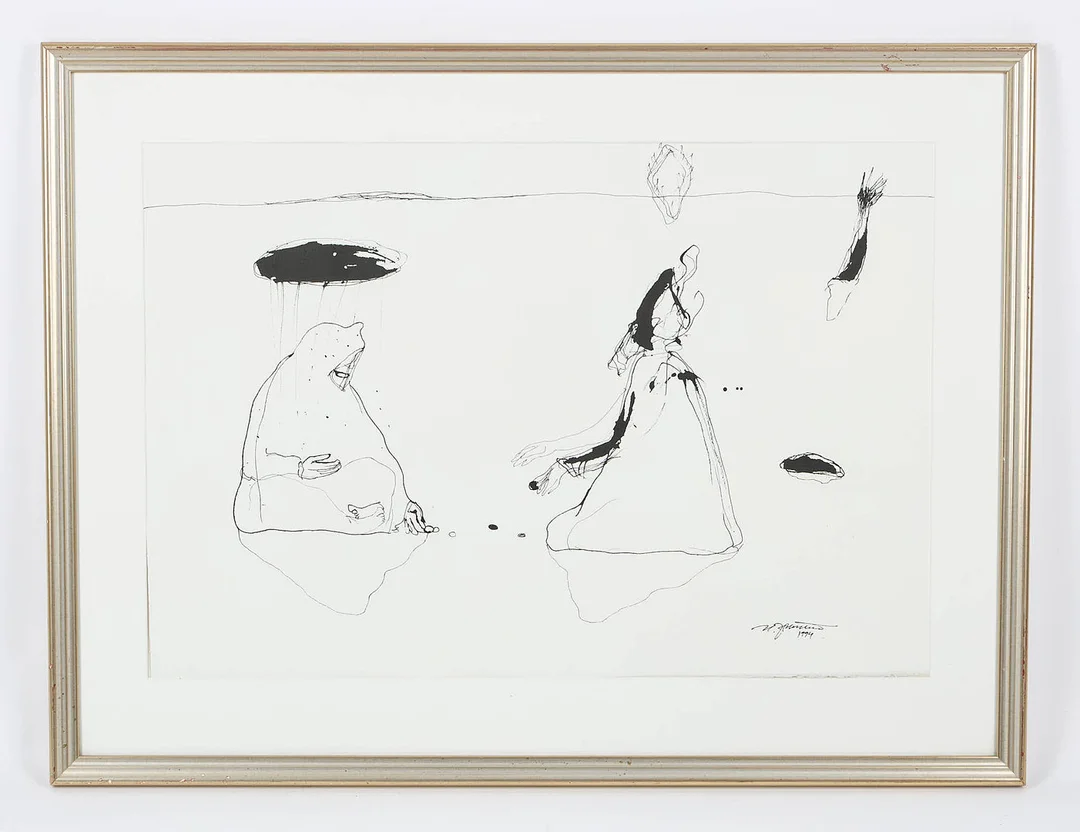 HELENA JUNTTILA (1963). Vise man, signerad samt daterad 1994, tuschteckning. — Paintings — Stockholms Auktionsverk Helsinki