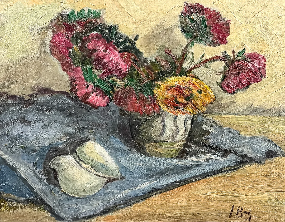 IWAN BROBERG. OLJA PÅ PANNÅ, "Stilleben", signerad. — Paintings — Auktionshuset STO Bohuslän