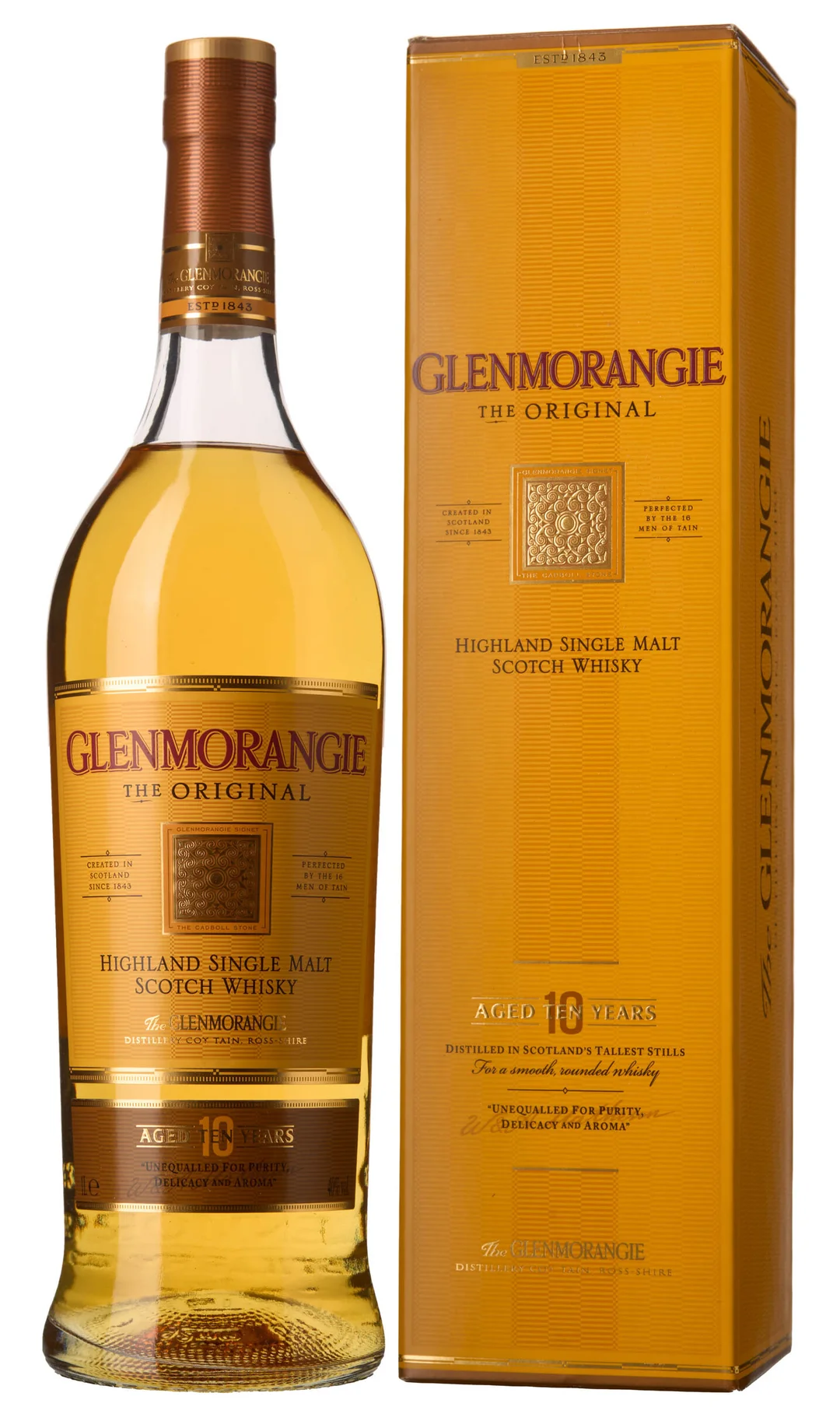 1 x 1 l Glenmorangie Highland Single Malt Scotch Whisky The Original Aged 10 Years (OCB) — 1 x 1 l Glenmorangie Highland Single Malt Scotch Whisky The Original Aged 10 Years (OCB) — Vin/Brennevin — Blomqvist