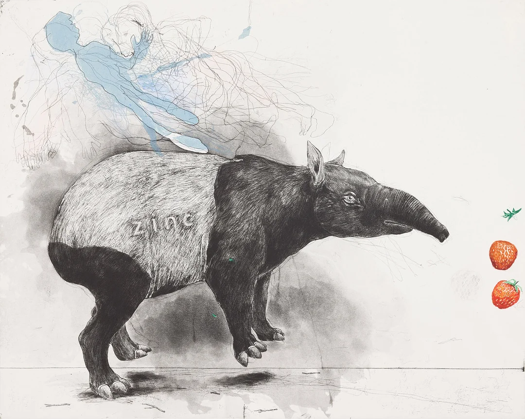PG THELANDER. "Tapir och jordgubbar". — Engravings & Prints — Stockholms Auktionsverk Fine Art