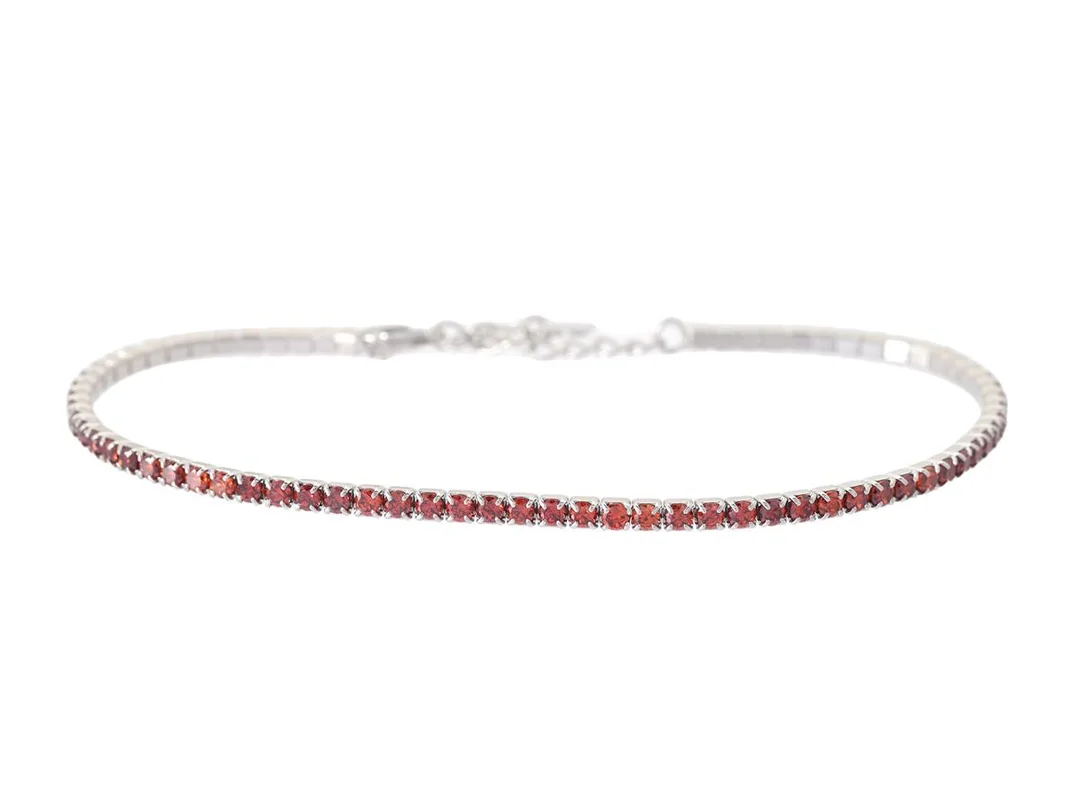 TENNISARMBAND, sterlingsilver, orange/röd cubic zirconia, längd 17 cm - 20 cm, vikt 3,8 g. — Smycken/Armband — Kaplans