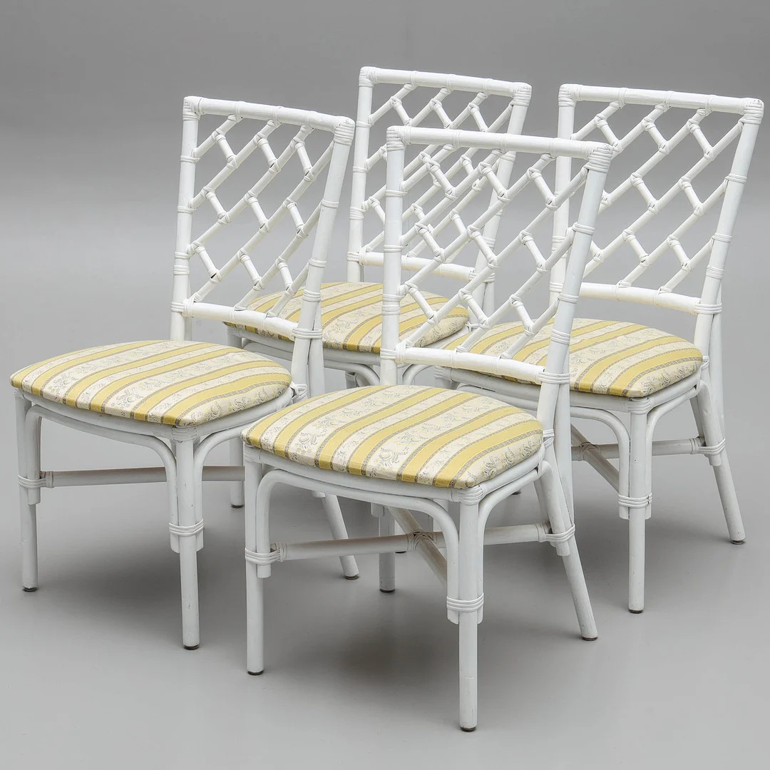 STOLAR, 4 st, lackad bambu & rotting, Miranda stil, 1900-tal. — Armchairs & Chairs — Auktionsmagasinet Vänersborg