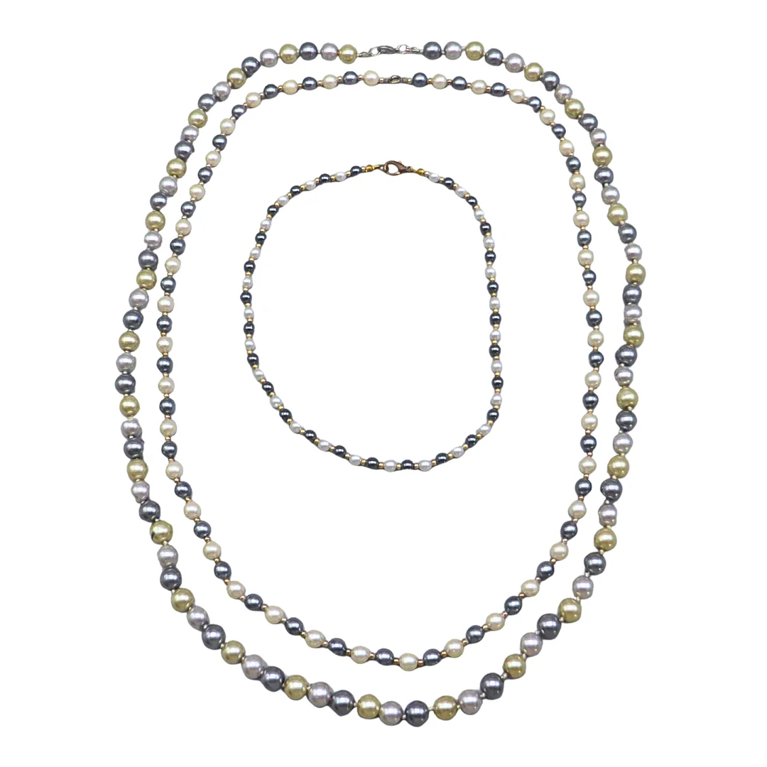 PERLENKETTEN-SET MIT MEHRFARBIGEN PERLEN. — Jewellery — Auktionshaus Stuber's Hammerschlag