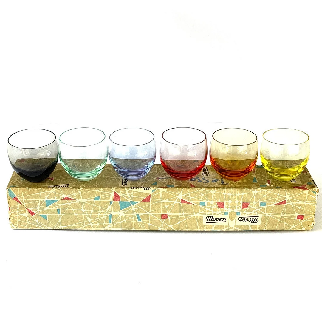 SIX MOSER 'CUBITO' GLASSES. — Tableware — Chalkwell Auctions