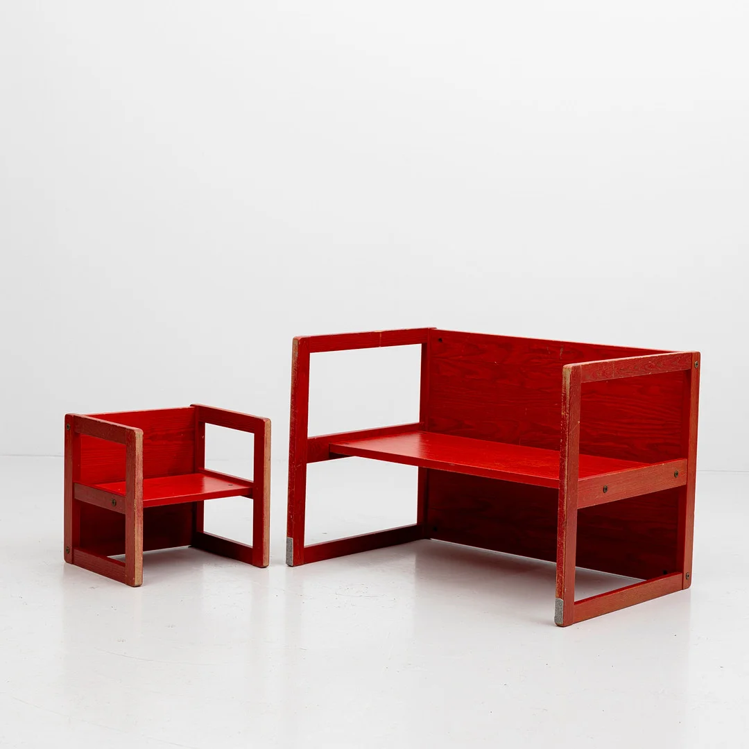 SUNE FROMELL. barnsittgrupp, 2 delar, "Canaljen" två delar, Kooperativa Förbundet ,1960-tal. — Armchairs & Chairs — Auktionshuset Kolonn