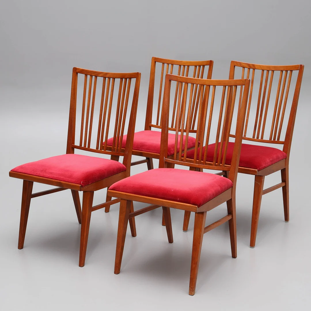 STOLAR, 4 st, betsad bok, 1900-talets mitt. — Armchairs & Chairs — Auktionsmagasinet Vänersborg