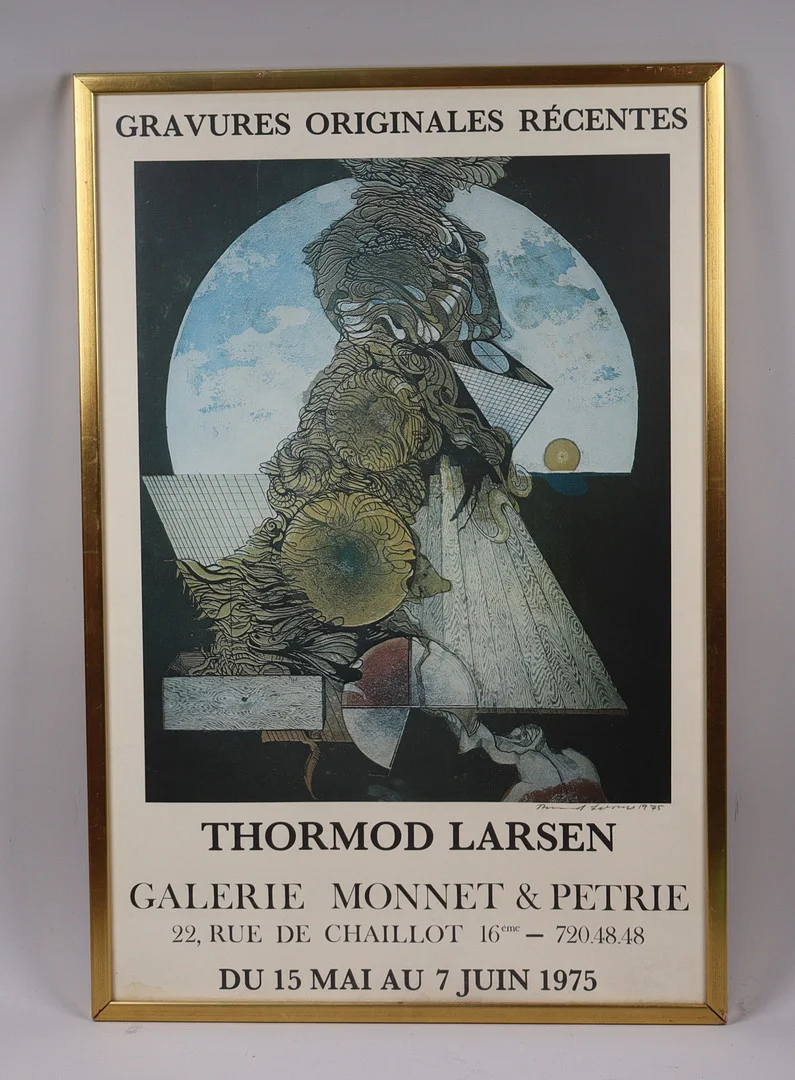 THORMOD LARSEN. EFTER. utställningsaffisch, Galerie Monnet & Petrie 1975. — Engravings & Prints — Markus Auktioner