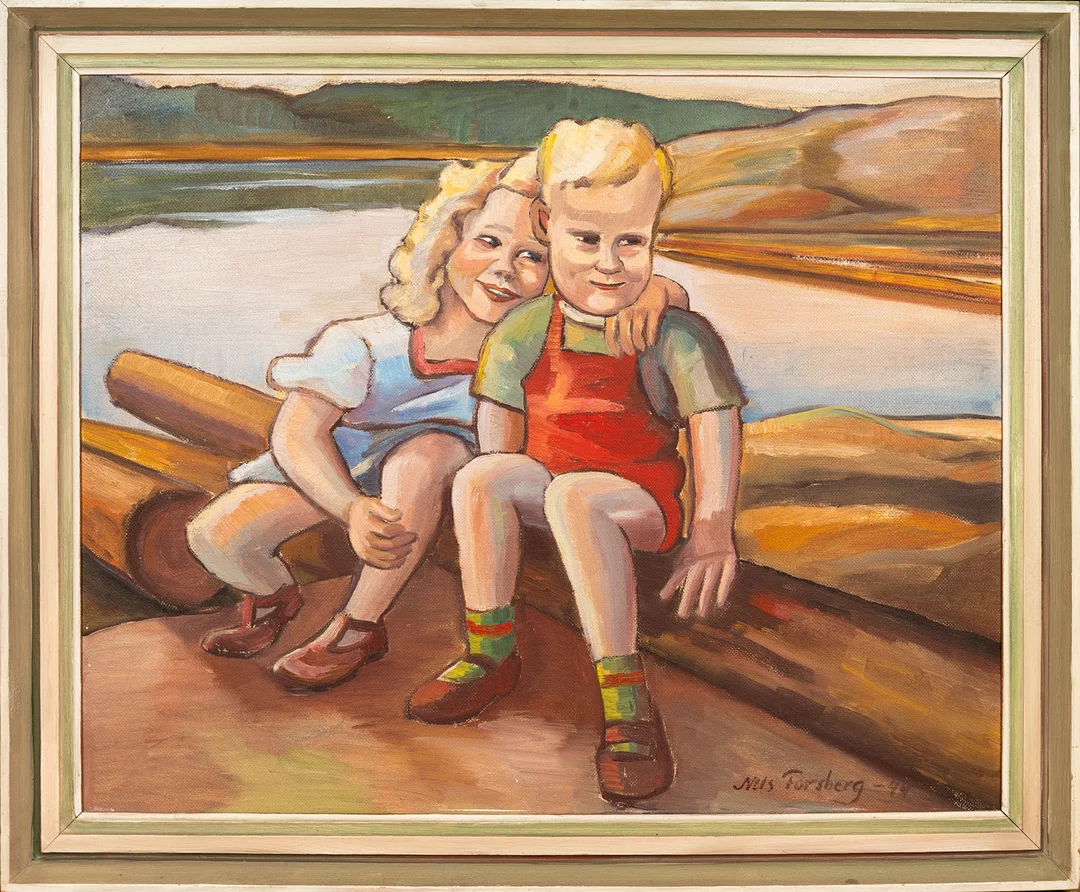 NILS FORSBERG. Olja på pannå, "Sommarsaga", signerad. — Paintings — Norrlands Auktionsverk