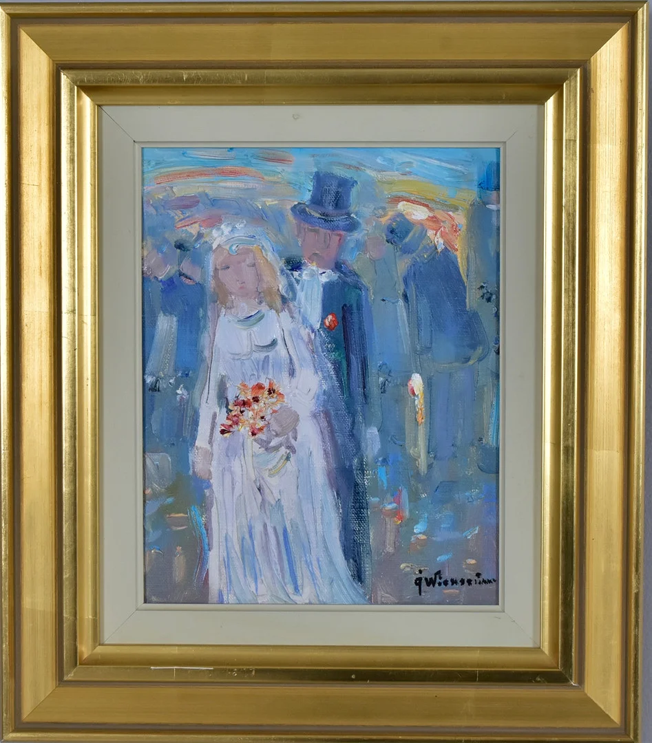 ÅKE WICKSTRÖM. oljemålning på duk, brudpar. — Paintings — Halmstads Auktionskammare