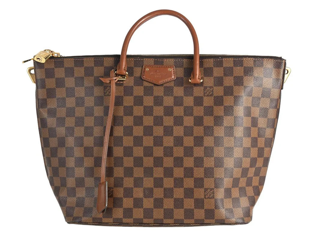 LOUIS VUITTON, Belmont Bag, damier ebene, guldfärgade beslag, 26x39x16 cm, märkt DR4164, år 2014, kvitto från 2015, hänglås och nycklar märkta 301. — Accessoarer/Väskor — Kaplans