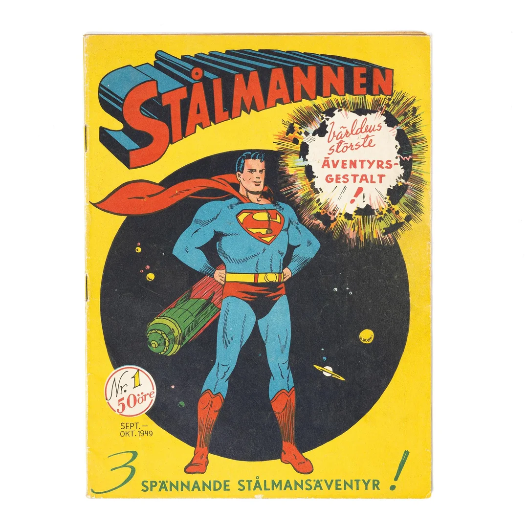 Serietidning, "Stålmannen" Nr 1, 1949. — Samlarföremål/Övrigt — Bukowskis