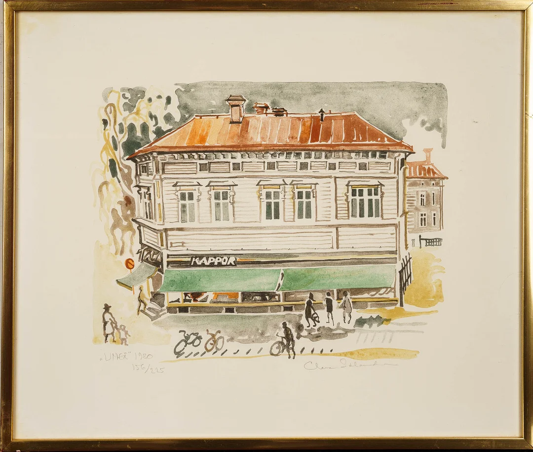 CLARA SALANDER. Färglitografi, "Umeå", Numrerad 156/225, Signerad och daterad år 1980. — Engravings & Prints — Norrlands Auktionsverk