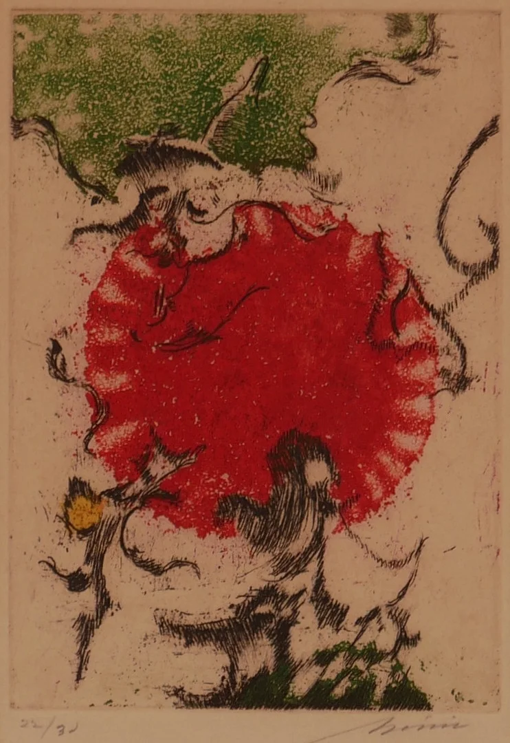 OIDENTIFIERAD KONSTNÄR. Komposition, färgetsning, signerad. — Engravings & Prints — Auktionsfirma Kenneth Svensson i Kalmar