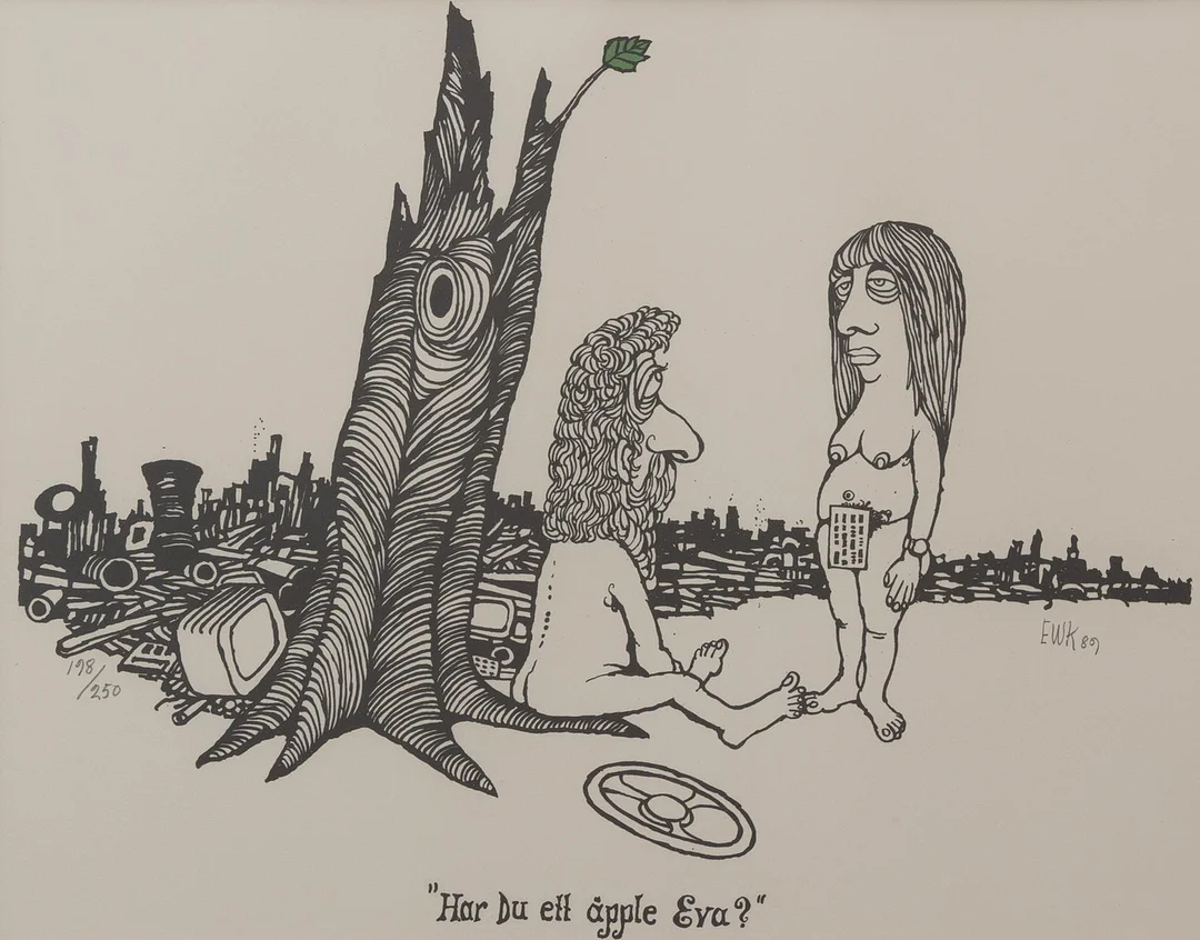 EWERT KARLSSON (1918–2004). Betitlad, litografi nr 198/250, signeead och daterad -89. — Engravings & Prints — Garpenhus Auktioner