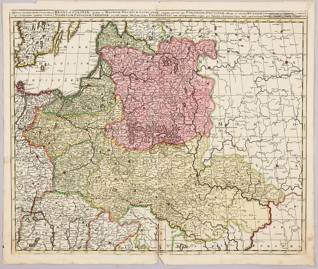 KARTA POLEN - LITAUEN AV VALK, ca 1700-1710. — Maps — Stockholms Auktionsverk Magasin 5