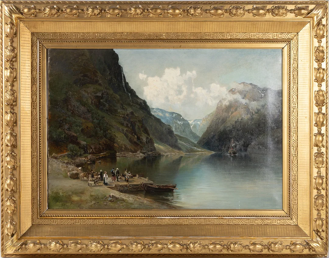 JOSEFINA HOLMLUND. Fjordlandskap, olja på duk. — Paintings — Stockholms Auktionsverk Helsingborg