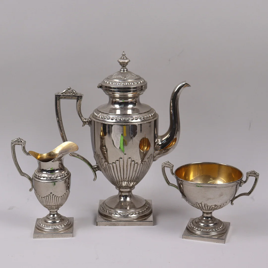 KAFFESERVIS, nysilver, 3 delar. — Silver plated — Markus Auktioner