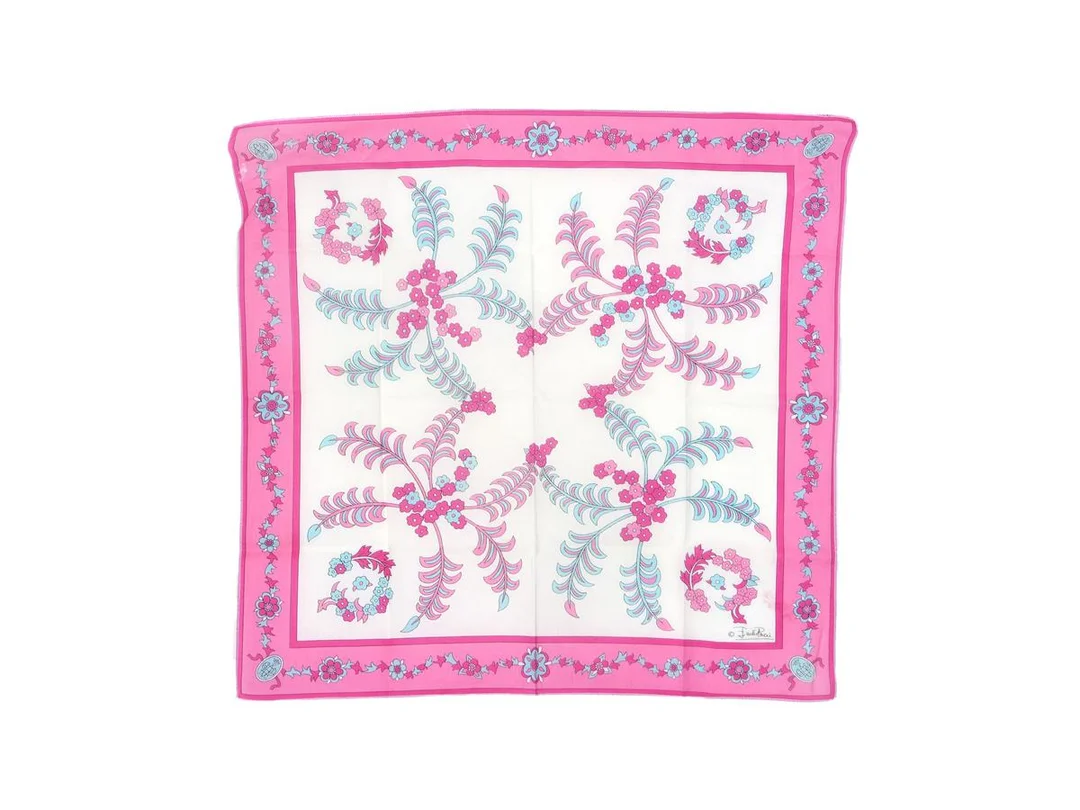 SCARF, PUCCI, bomull, 43x43 cm, rosa, vit, blå, fodral. — Accessoarer/Scarves — Kaplans