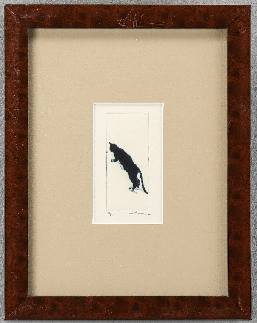 ÅSA BURMAN. Nyfiken katt. — Engravings & Prints — Karlstad Hammarö Auktionsverk