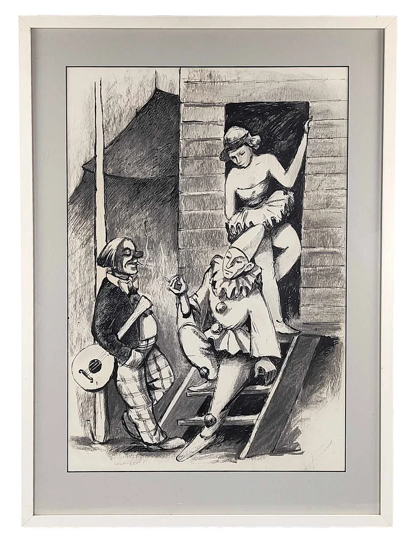 Clown, Harlekin und Tänzerin, Georg Batscheider. — Paintings — Auktionshaus Bossard