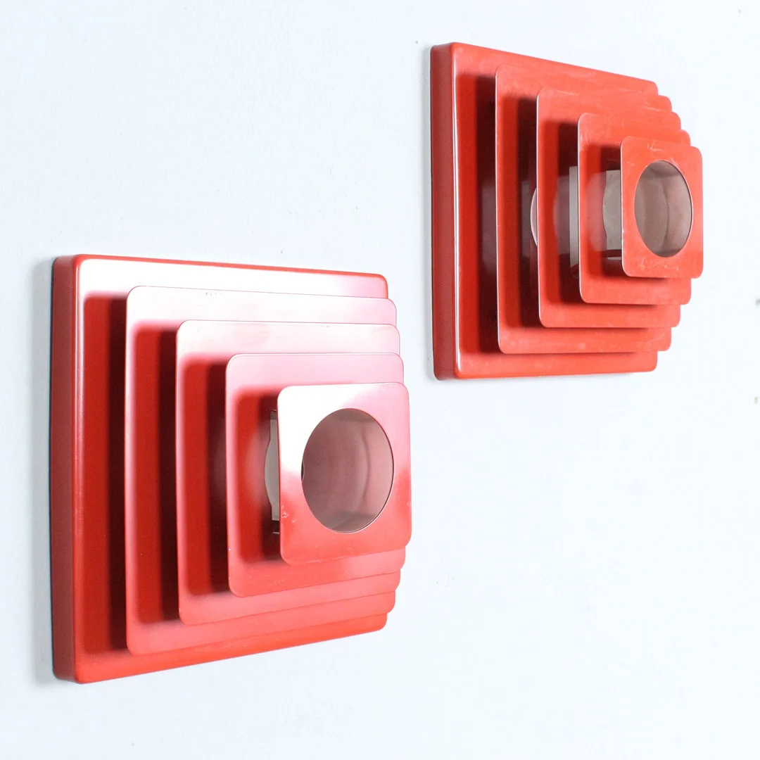 HUSTADT-LEUCHTEN. 2er Set, Space Age Op-Art Wandlampen/Deckenlampen, Hustadt-Leuchten, Deutschland, 1970er Jahre. — Wall Lights — Stockholms Auktionsverk Düsseldorf/Neuss