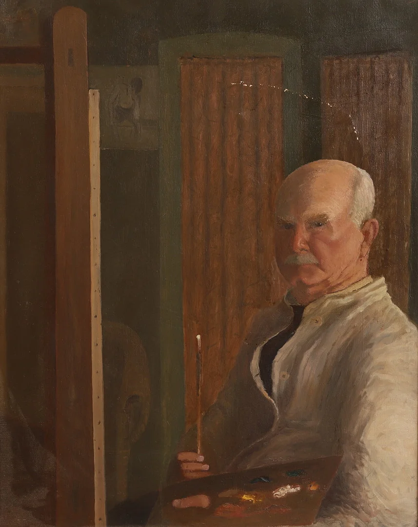 OKÄND KONSTNÄR, olja på duk, möjligen porträtt av Carl Palme. — Paintings — RA Auktionsverket Norrköping